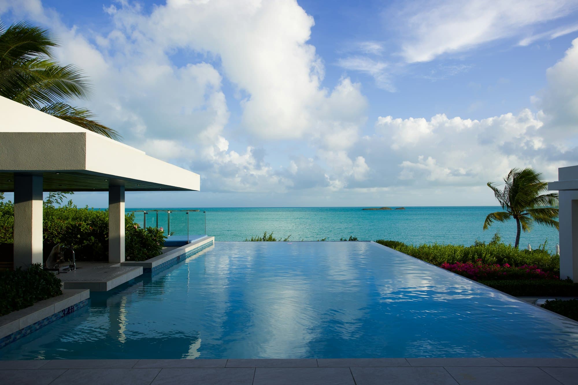 Infinity pool overlooking a calm Caribbean sea